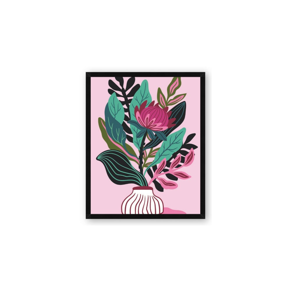 Protea with tropical leaf