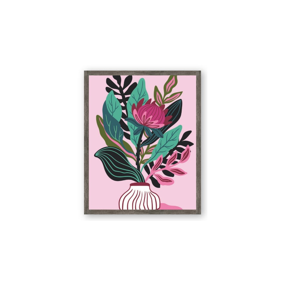 Protea with tropical leaf