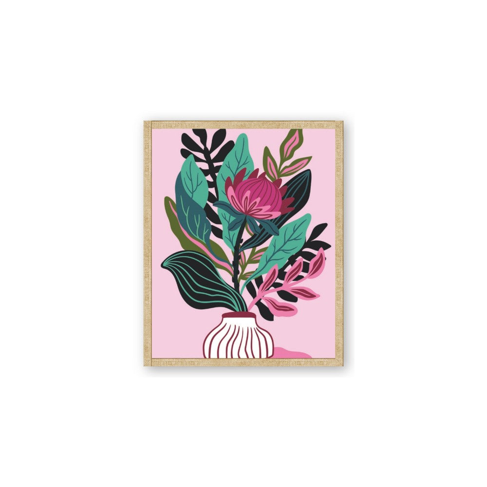 Protea with tropical leaf