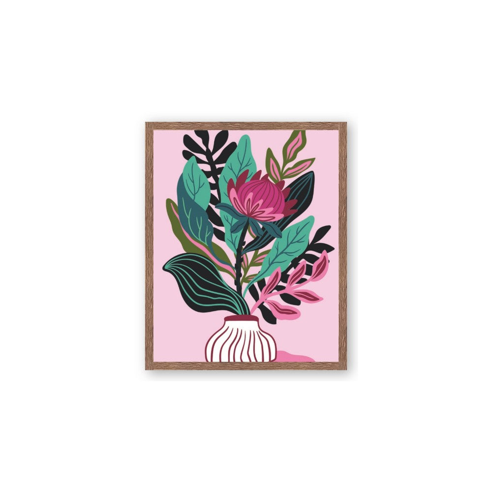 Protea with tropical leaf