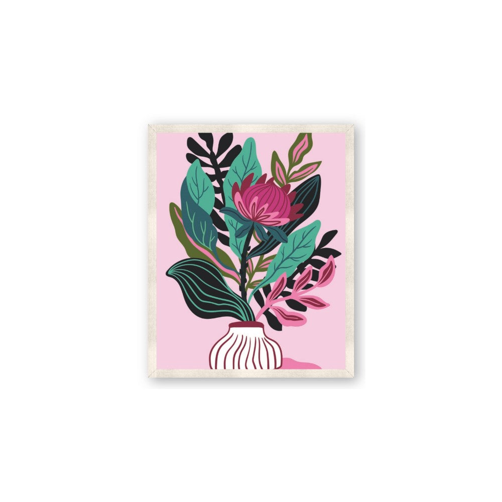 Protea with tropical leaf