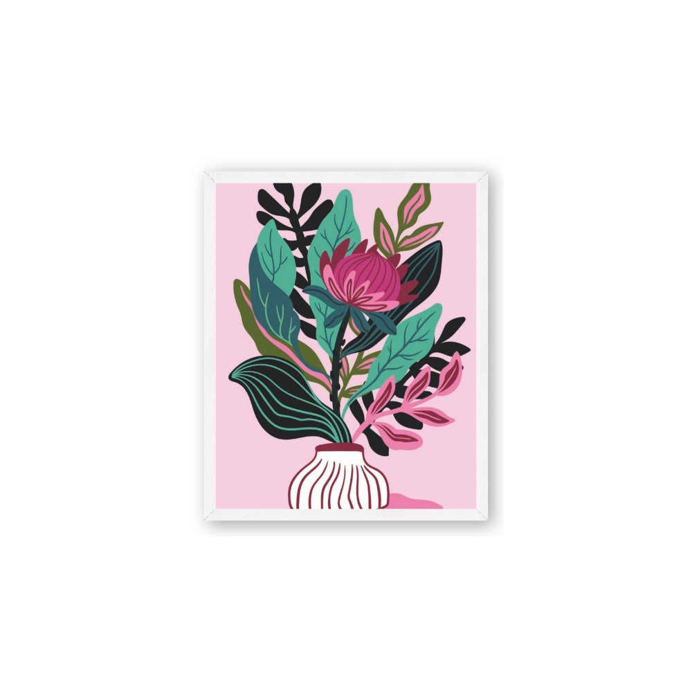 Protea with tropical leaf