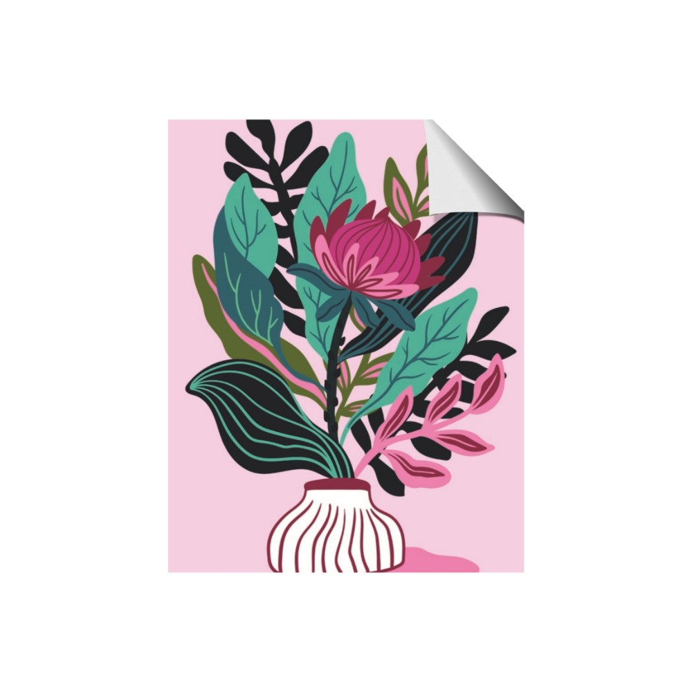 Protea with tropical leaf