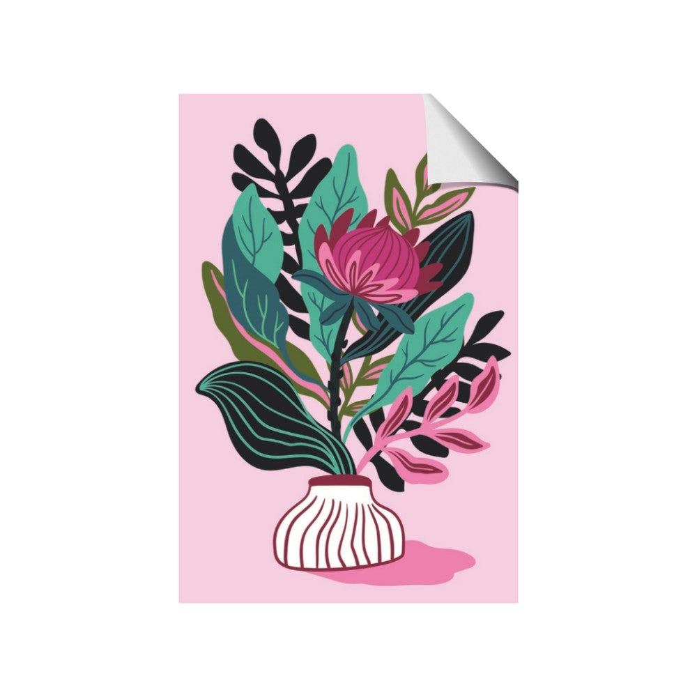 Protea with tropical leaf