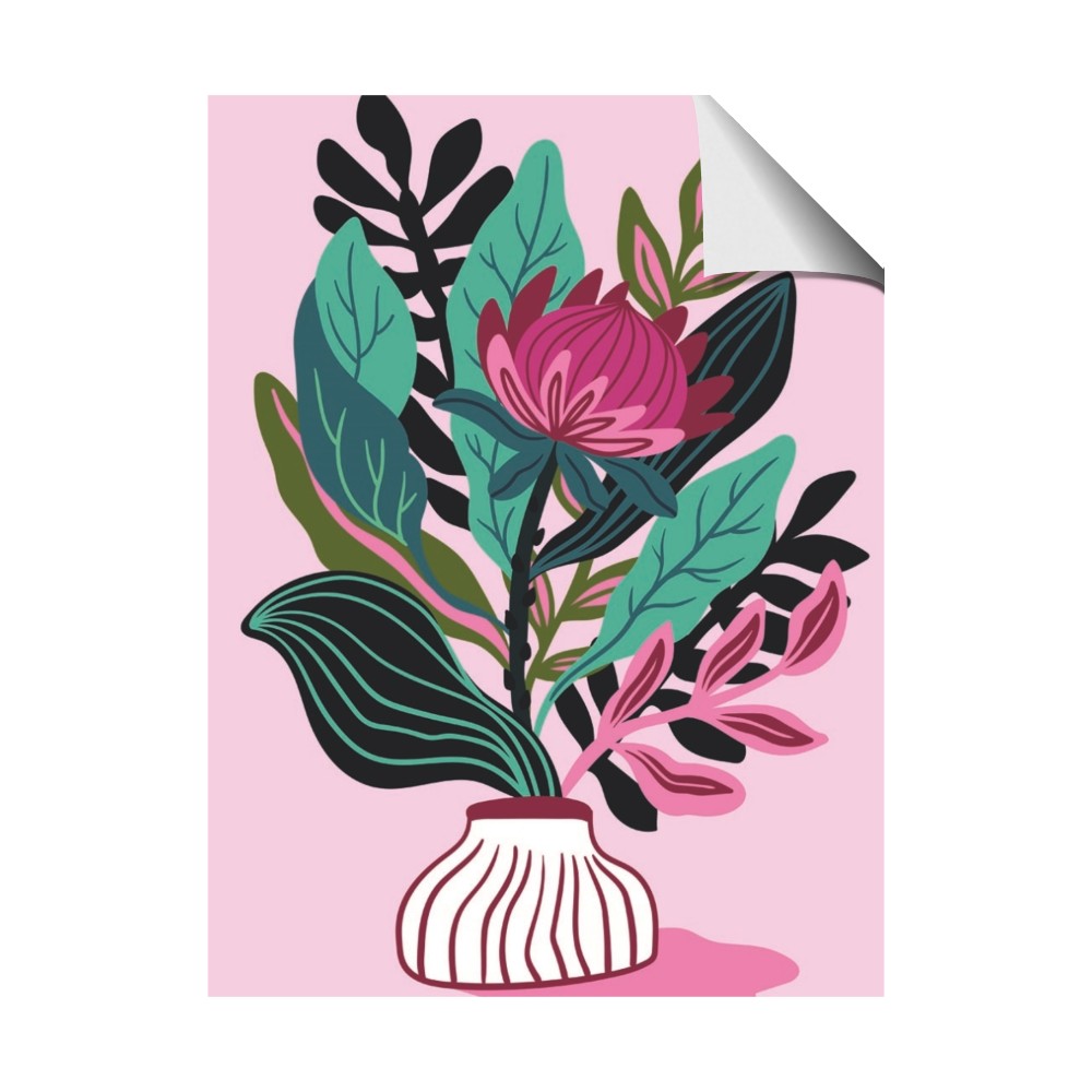 Protea with tropical leaf